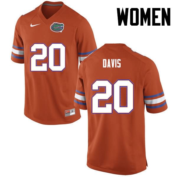 NCAA Florida Gators Malik Davis Women's #20 Nike Orange Stitched Authentic College Football Jersey UXM1564HS